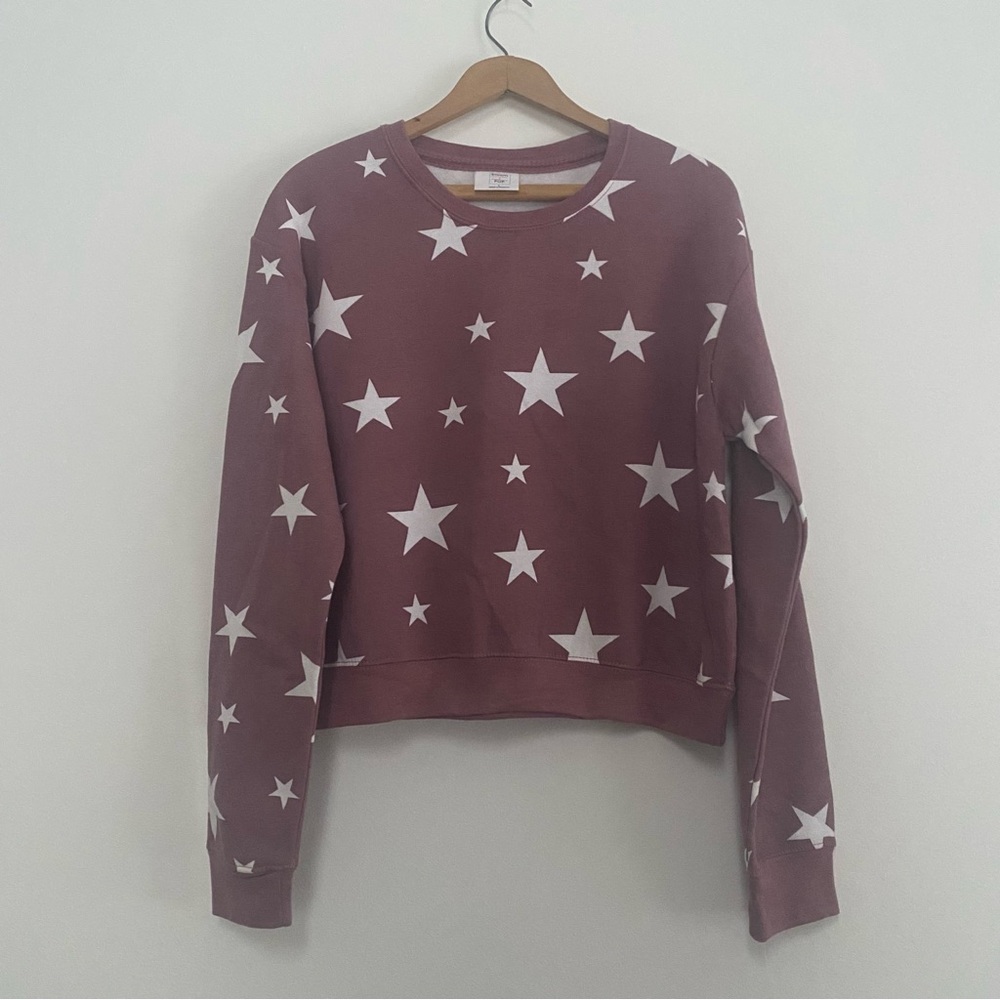 Bloom + Pop Star Crewneck Cropped Sweatshirt NWOT Maroon Large